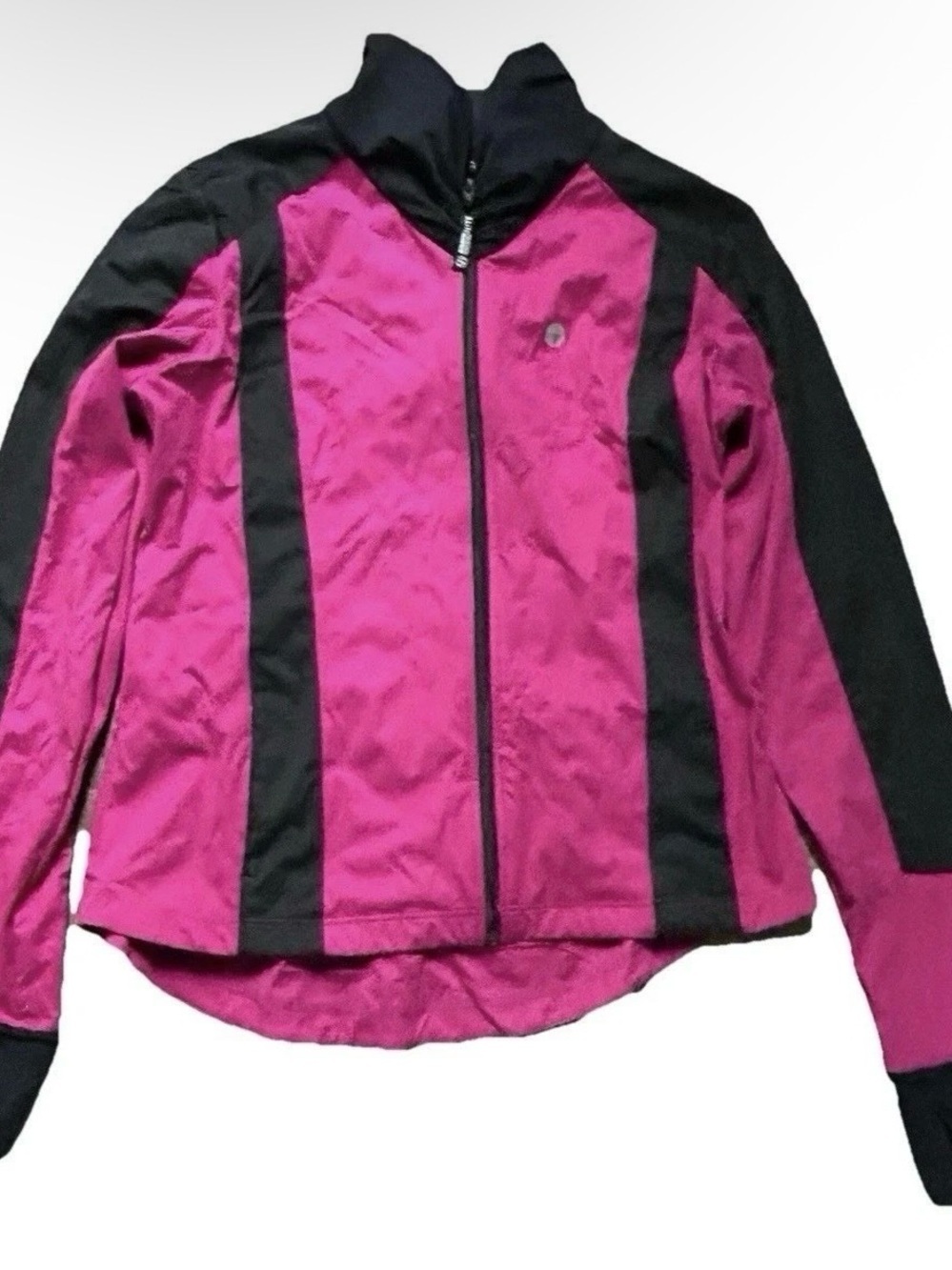 Women’s illumiNITE Black Pink Reflective Running Cycling Jacket Size XL